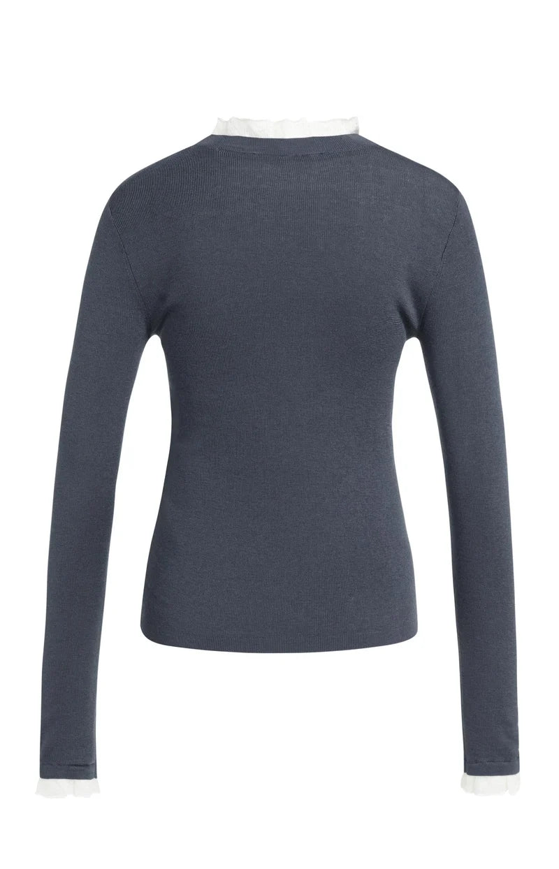 Fitted Rib Ruffle Sweater