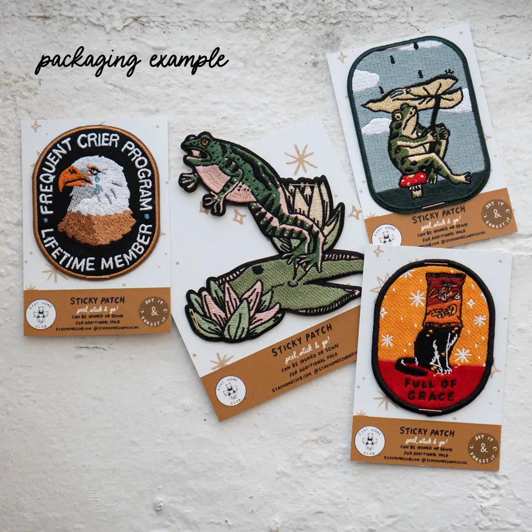 Full Of Grace Cat - Embroidered Sticky Patch