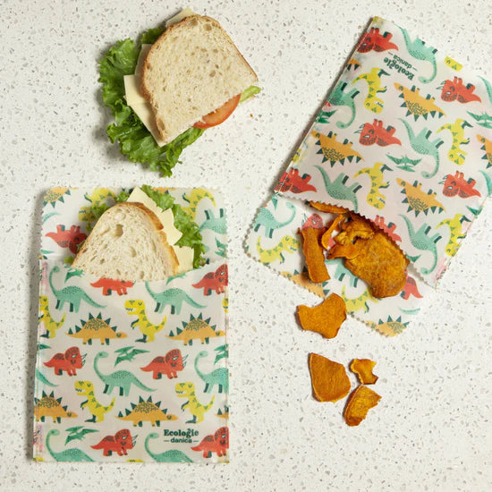 Dino Beeswax Sandwich Bags Set of 2