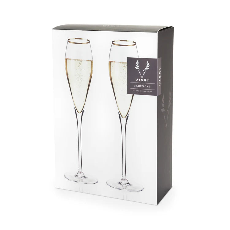 Gold Rimmed Champagne Flutes Set Of 2