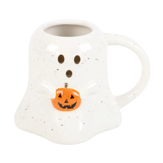 Ghost Shaped Halloween Mug With Pumpkin