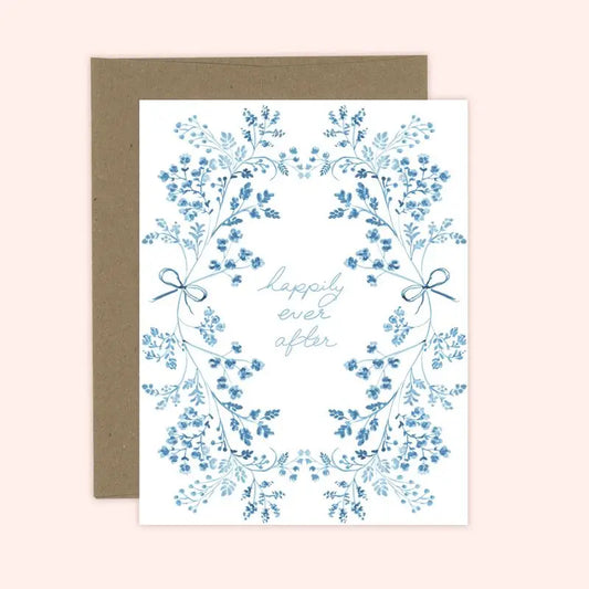 Happily Ever After Floral Wedding Card | Kraft