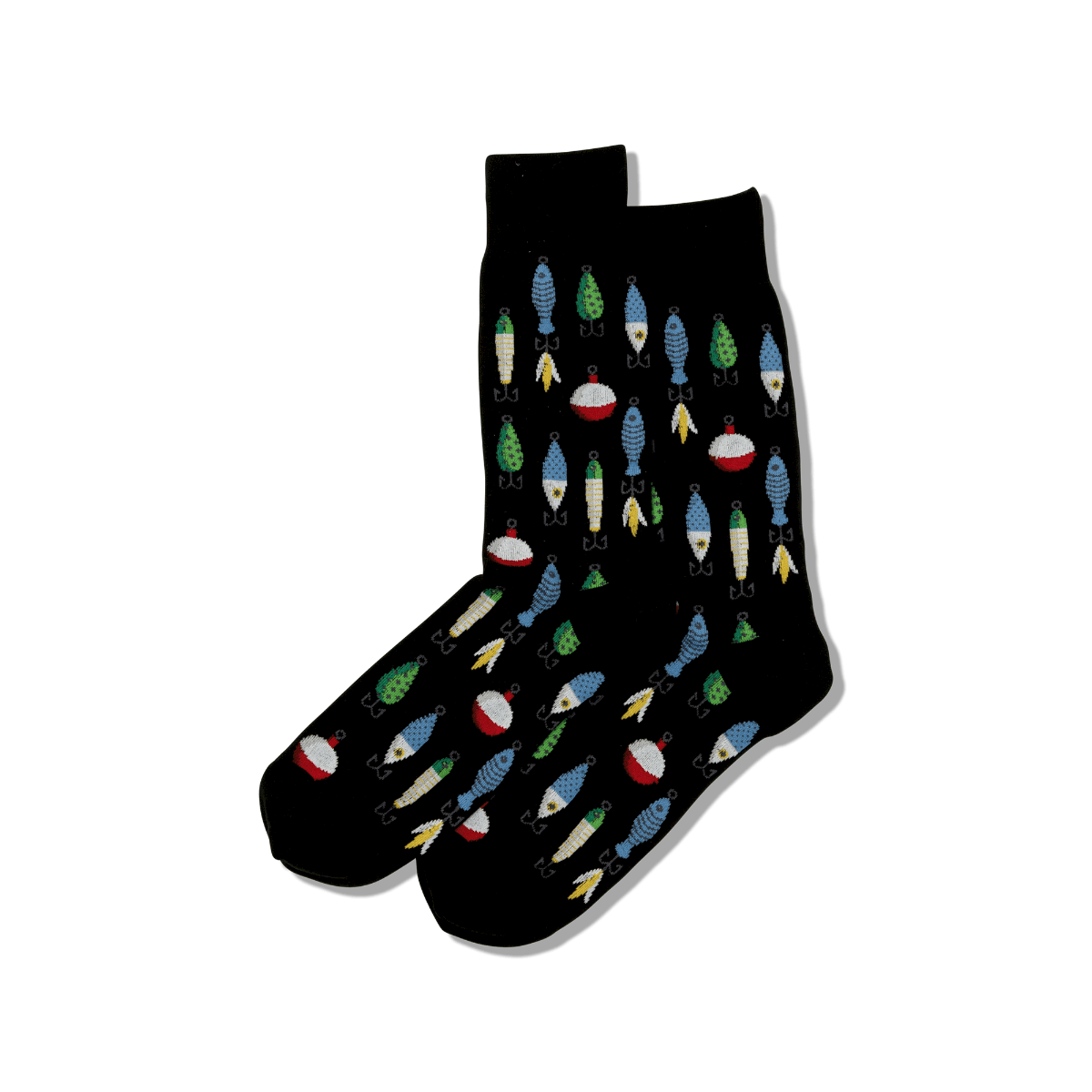 HOTSOX Men's Black Fishing Lure Crew Socks