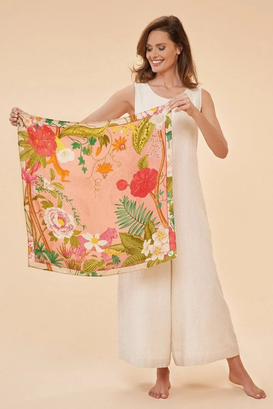 Summer Garden Scarf - 100% Silk Small Square