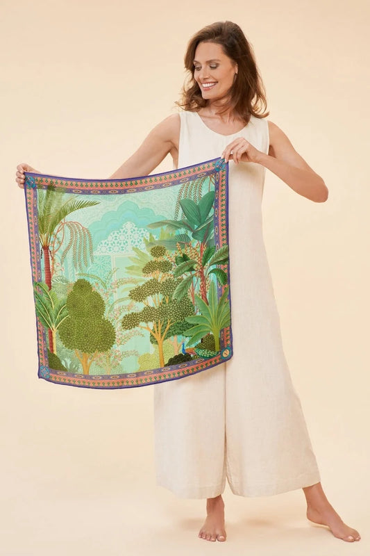 Tropical Forest  Scarf - 100% Silk Small Square