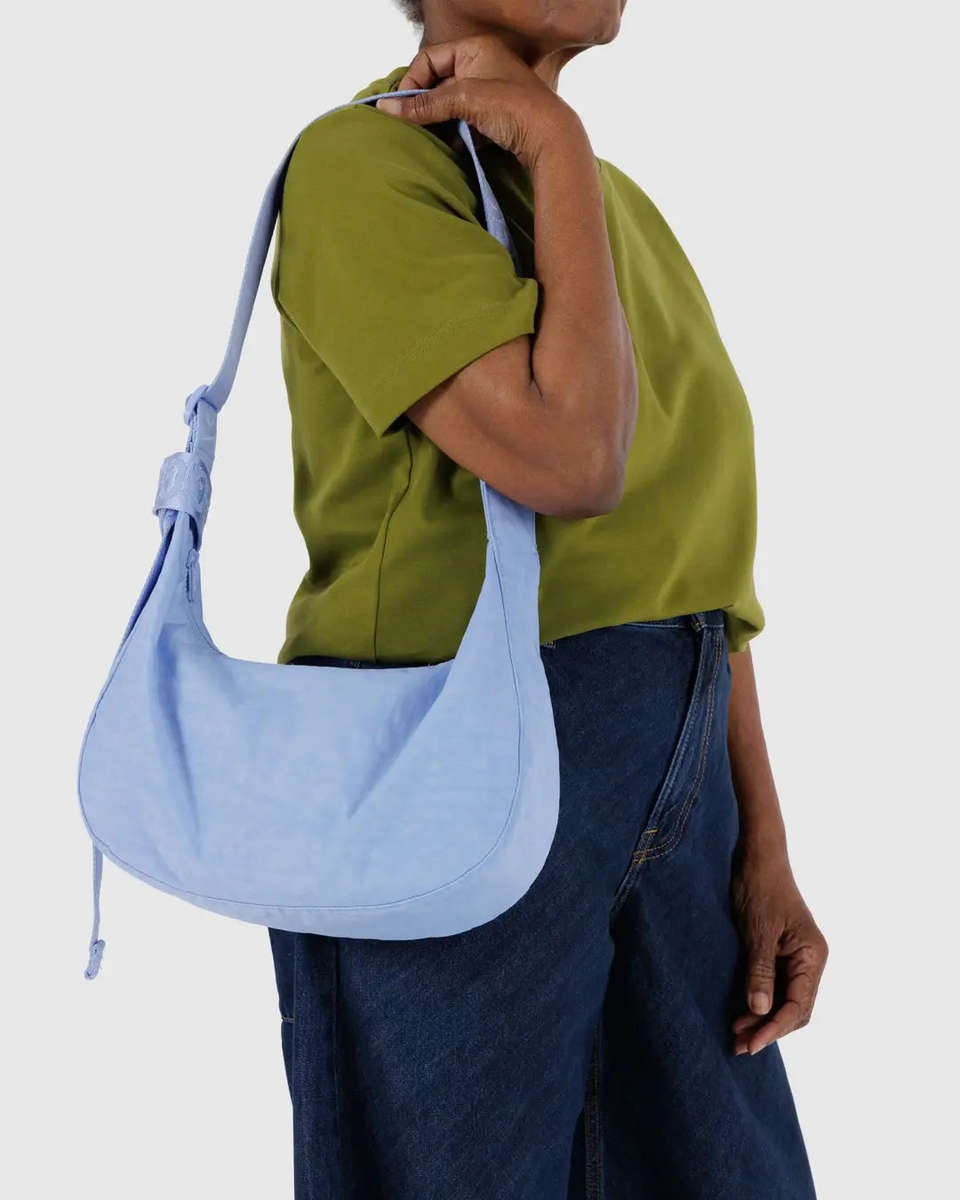 Medium Nylon Crescent Bag - French Blue