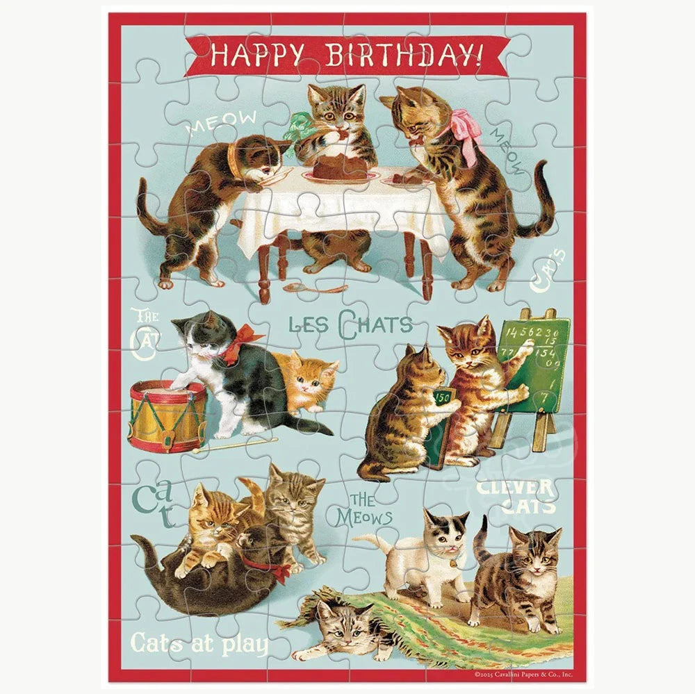 Happy Birthday Cat's Play Greeting Card Puzzle 60pcs