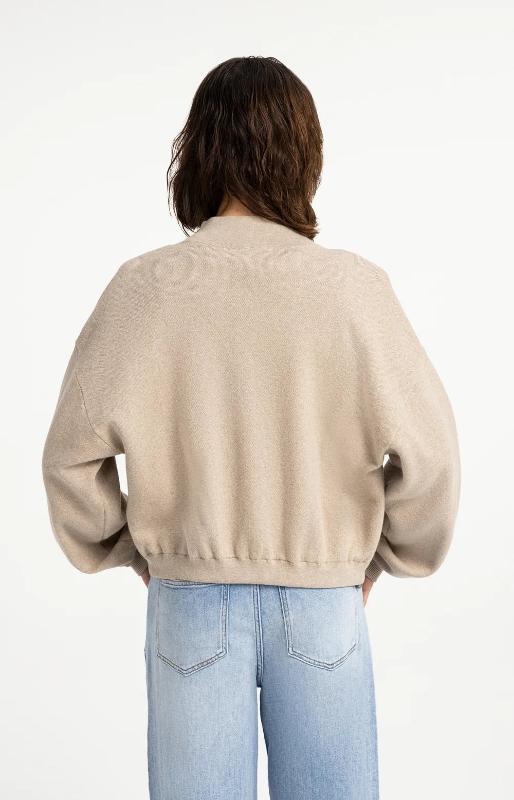 Jacquard knitted cardigan with zip closure