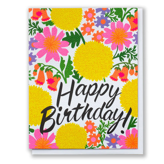 Happy Birthday Jazzy Flowers Birthday Card