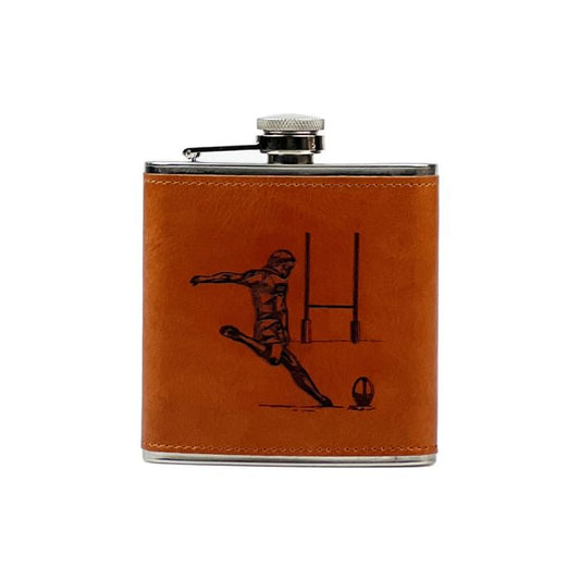 Leather Hip Flask - Rugby