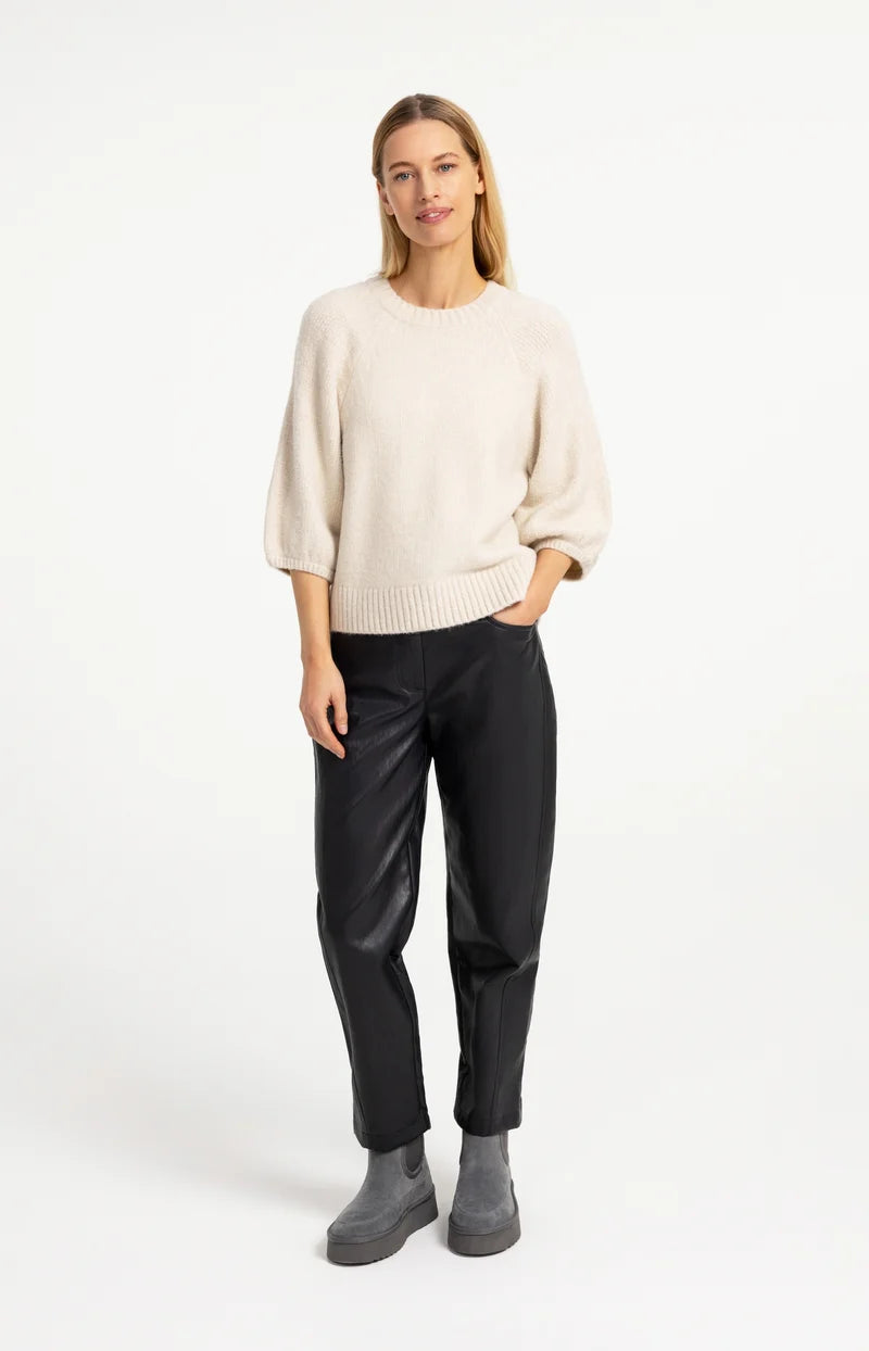 Sweater with Textured Balloon Sleeves