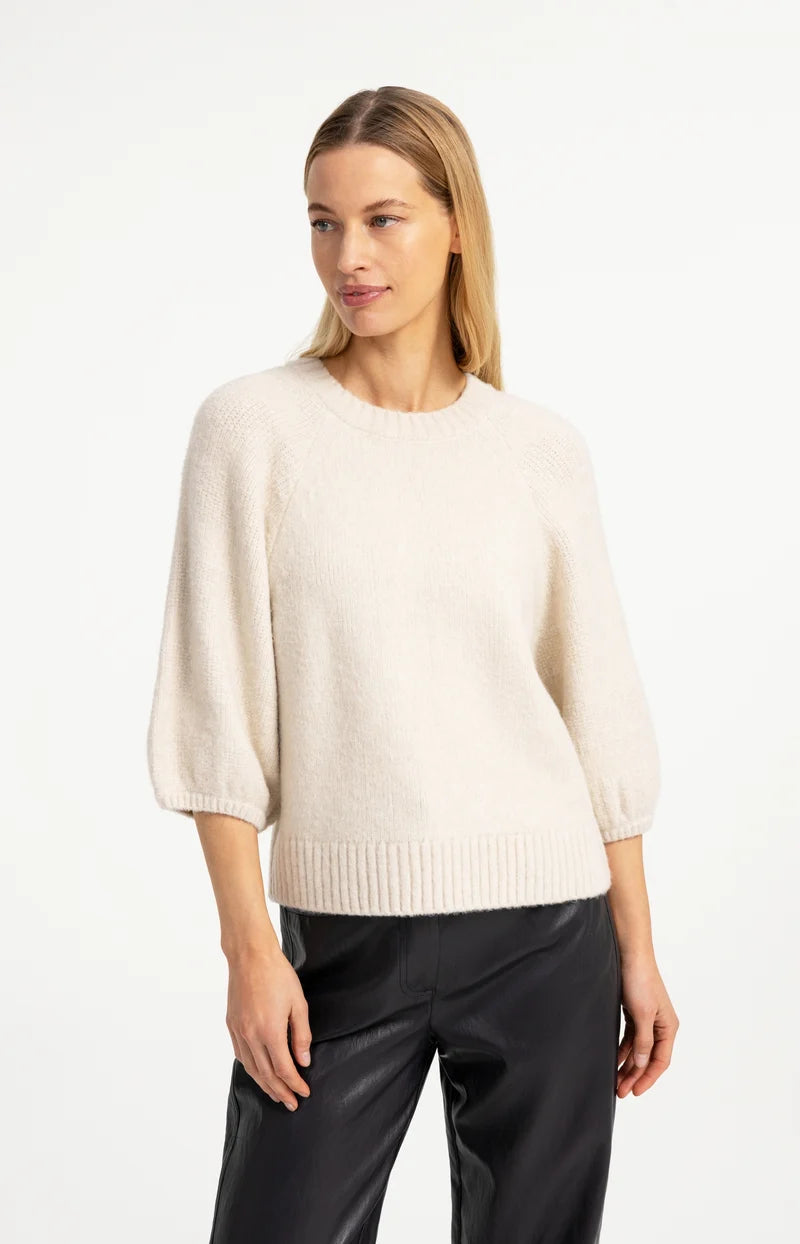 Sweater with Textured Balloon Sleeves