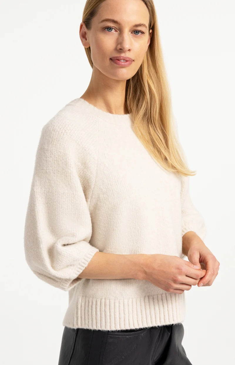 Sweater with Textured Balloon Sleeves