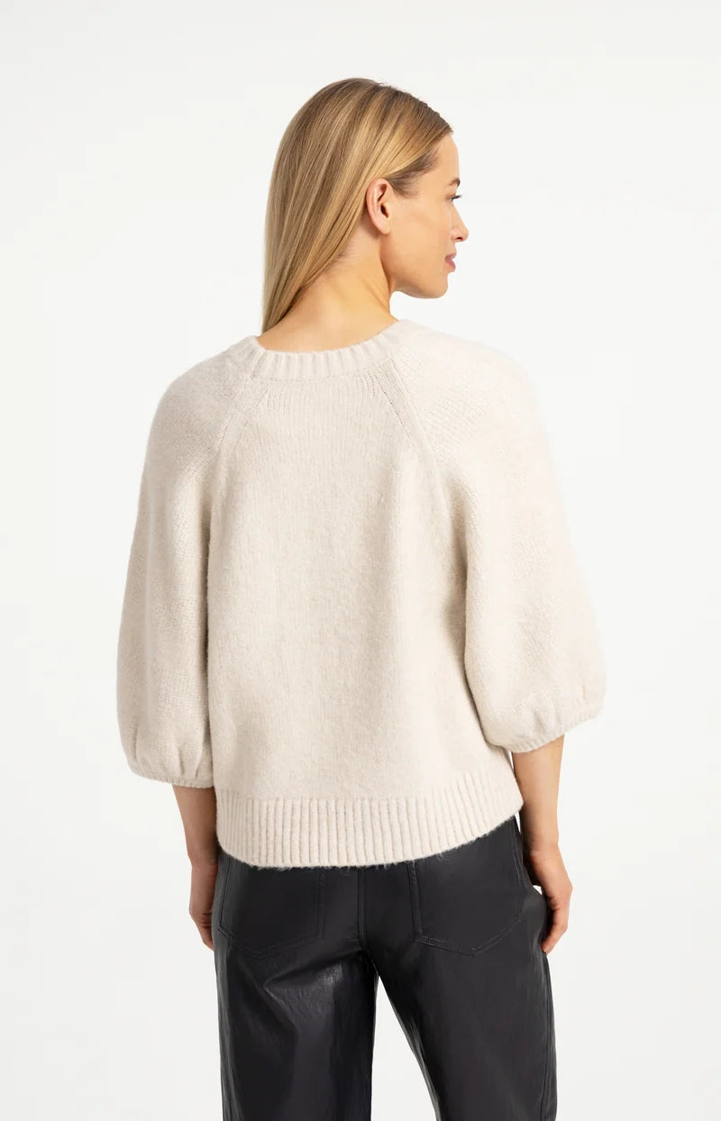 Sweater with Textured Balloon Sleeves