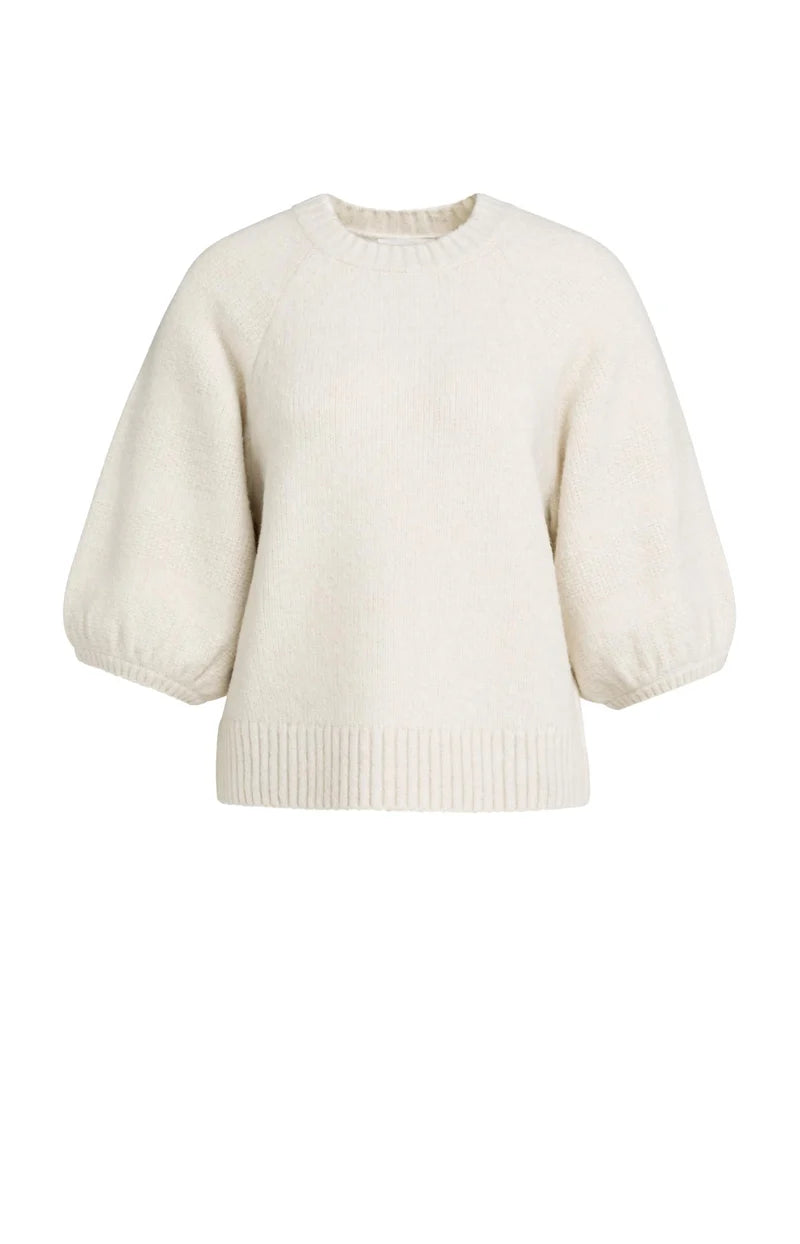 Sweater with Textured Balloon Sleeves