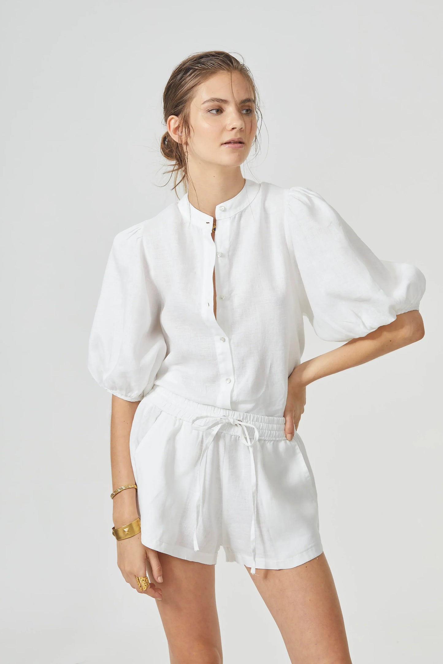Bubble Linen Shirt | White
