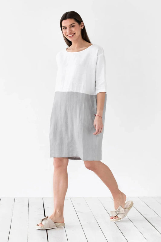 Color Block Linen Dress | ADRIA