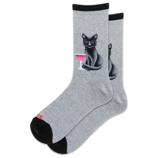 HOTSOX Women's Meowtini Crew Socks