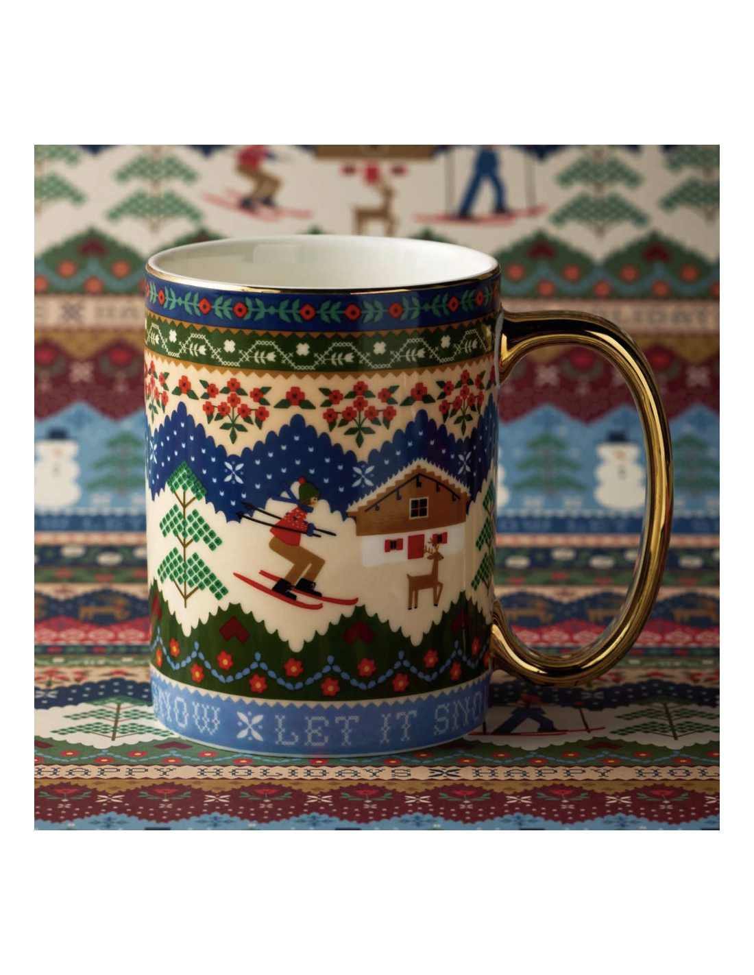 Ski Chalet Holiday Porcelain Mug