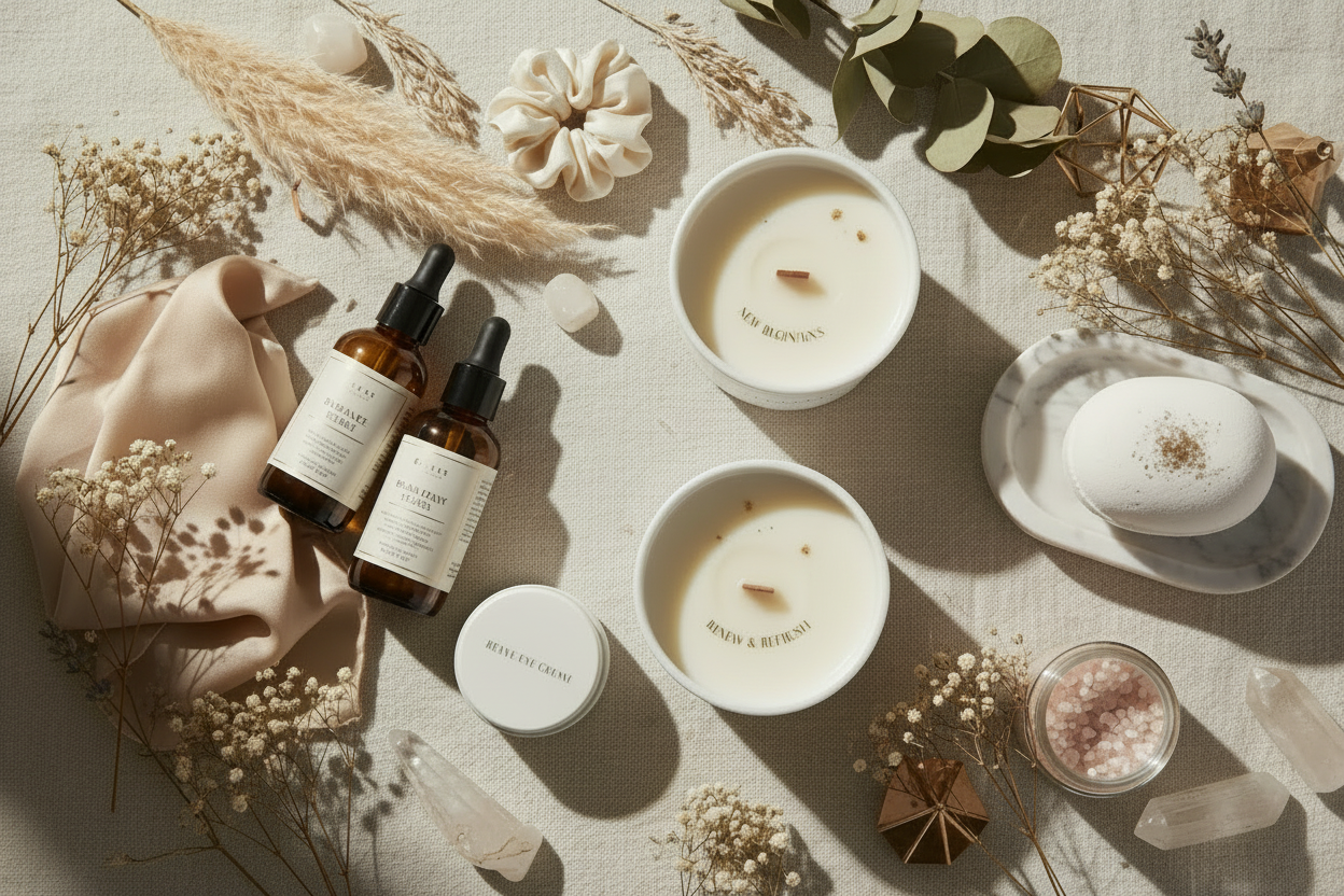 New Year Flatlay with More Dried Flowers
