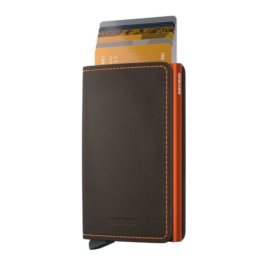 Slimwallet | Matte Truffle & Orange