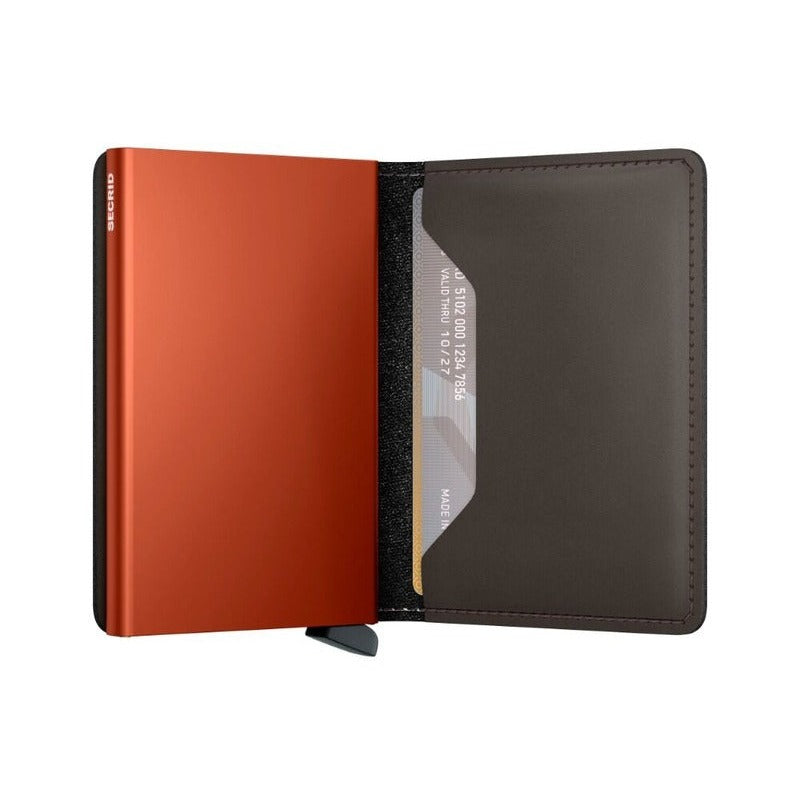 Slimwallet | Matte Truffle & Orange