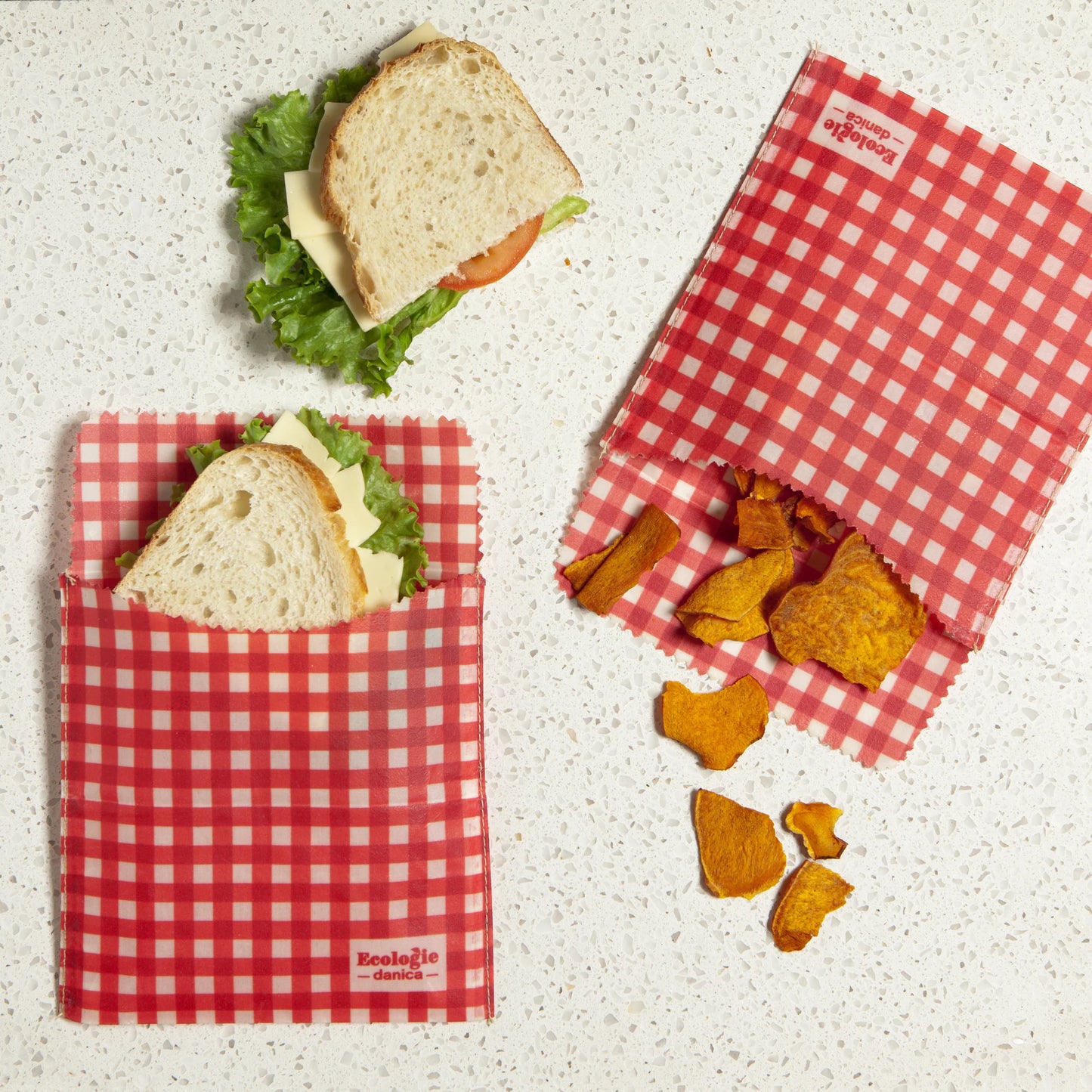 Gingham Beeswax Sandwich Bags Set of 2