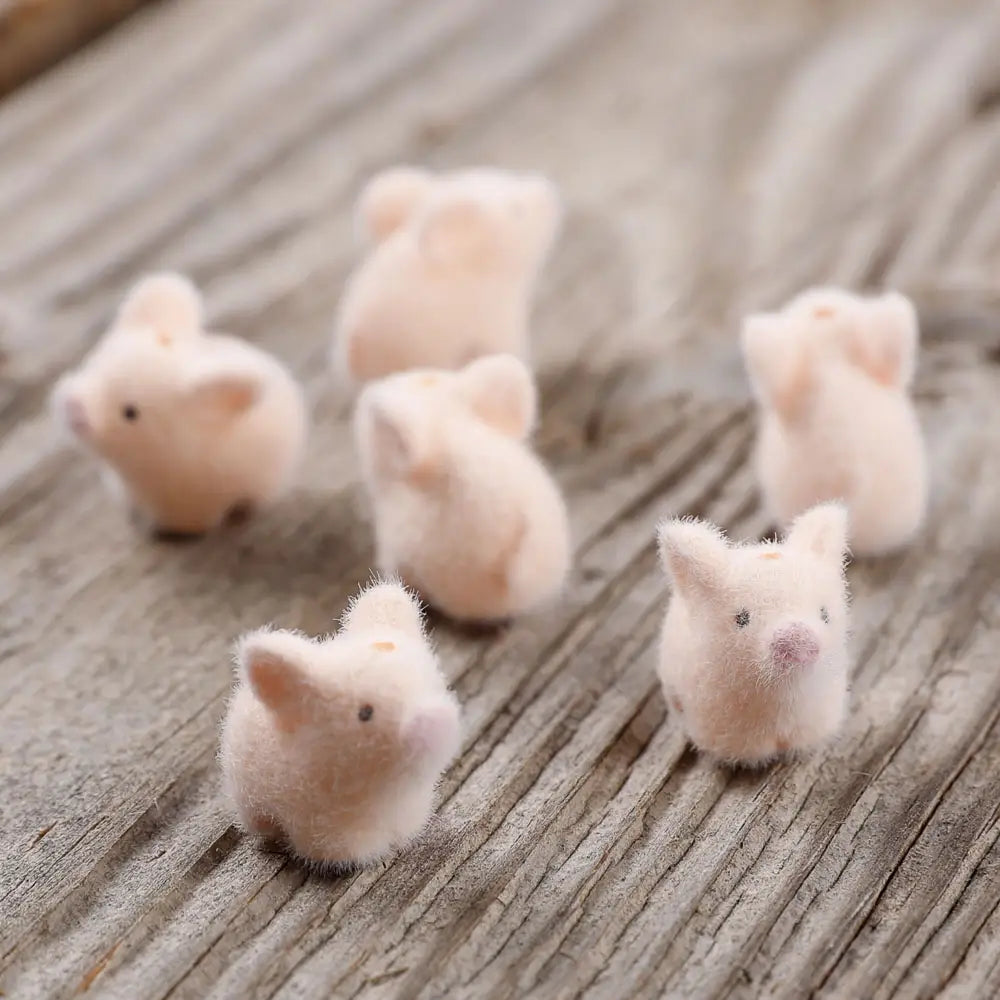 Flocked Mini Baby Pigs