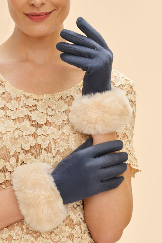 Bettina Gloves | Navy & Cream