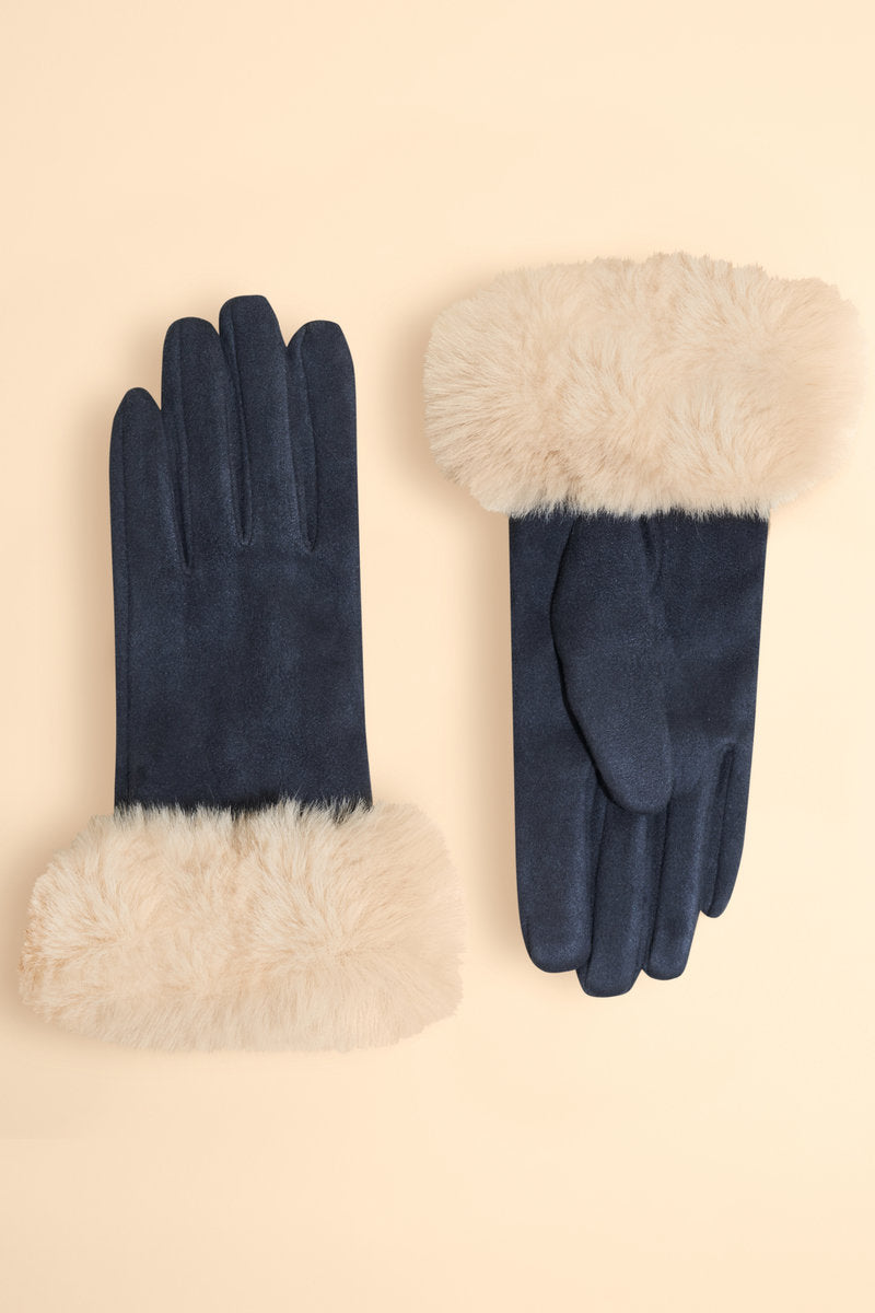 Bettina Gloves | Navy & Cream