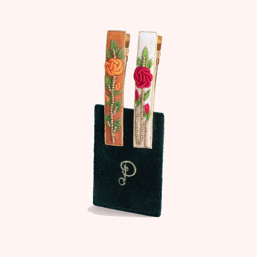 Embellished Hair Bars -  Spring Garden