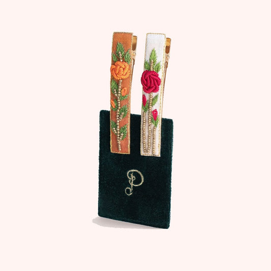 Embellished Hair Bars -  Spring Garden