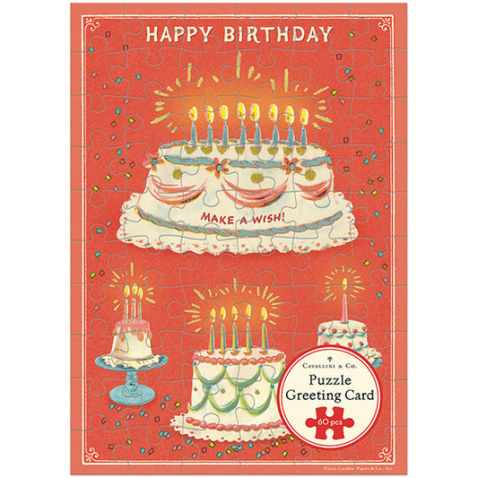 Happy Birthday Cake Puzzle Greeting Card