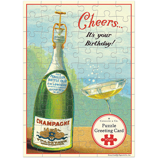 Happy Birthday Champagne Puzzle Greeting Card