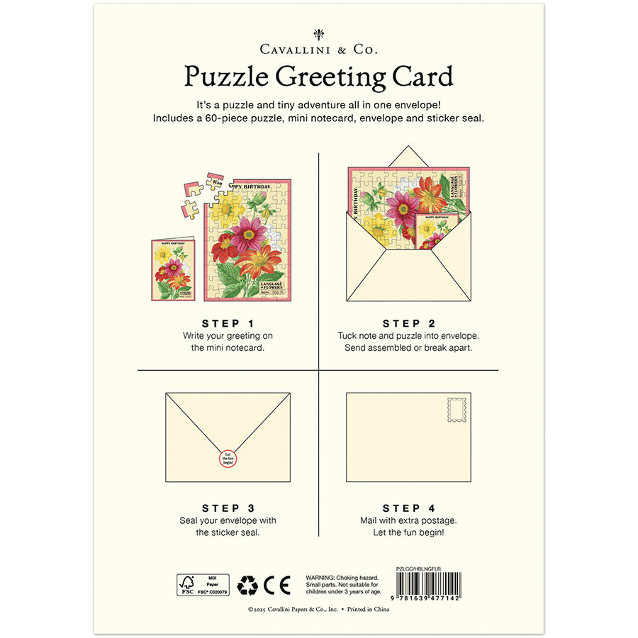 Happy Birthday Language of Flowers Puzzle Greeting Card
