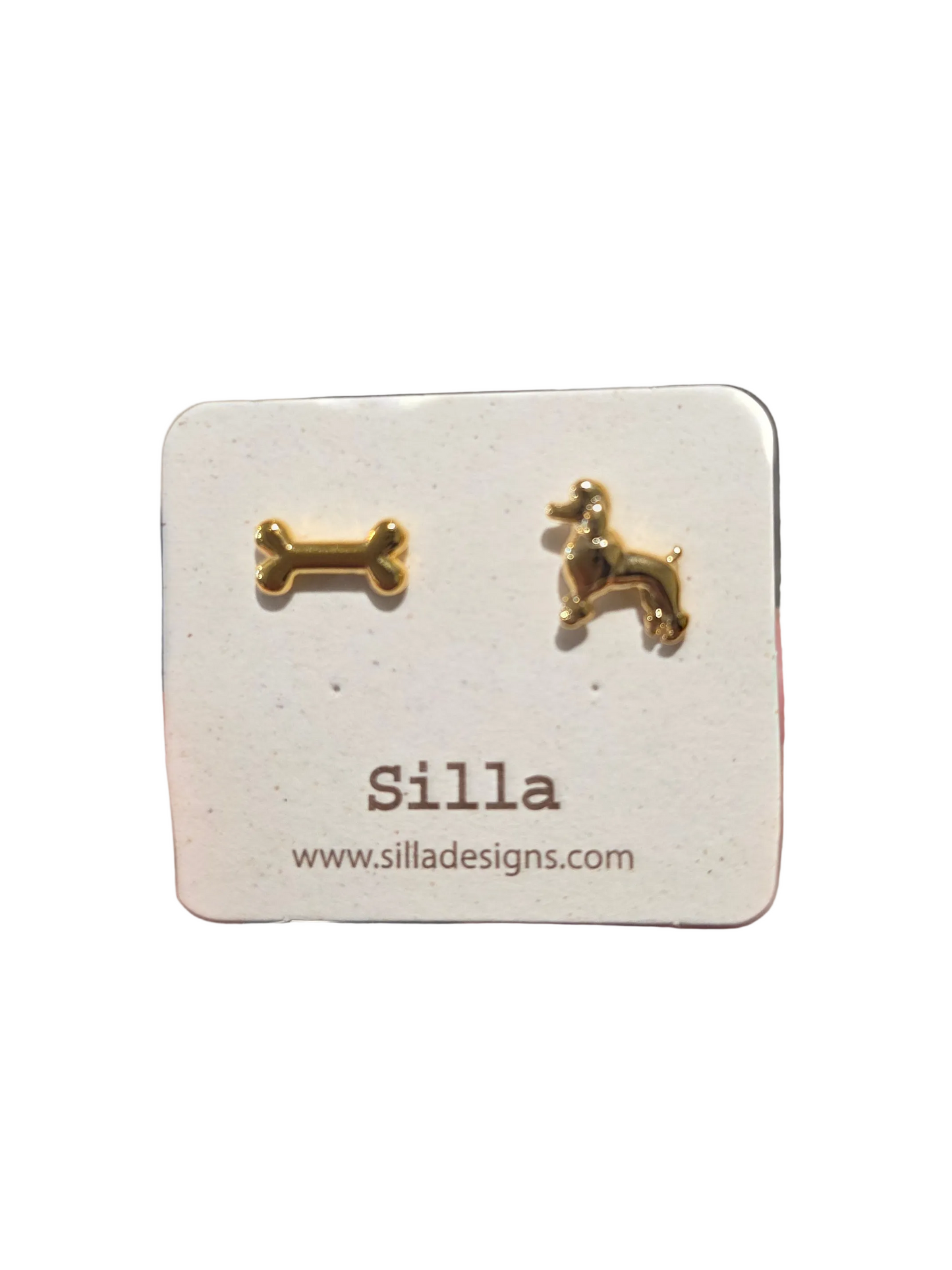 Dog and Bone Stud Earring