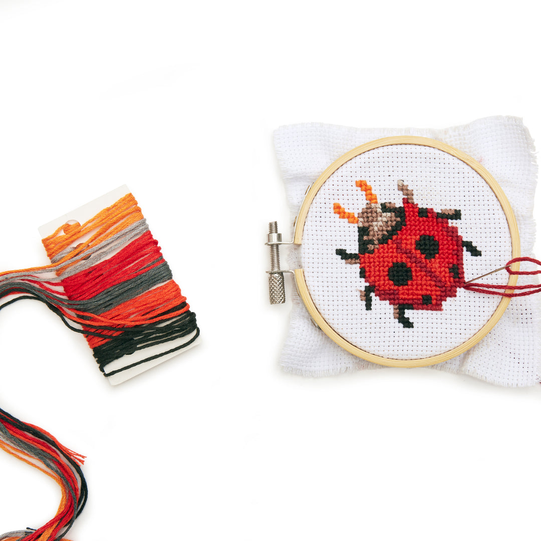 Mini Cross Stitch Embroidery Kit | Lady Bug