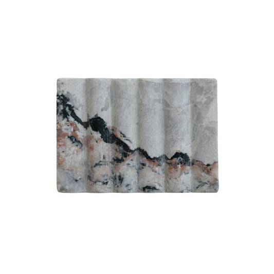 5-1/4"L x 4"W Marble Soap Dish, Black & Beige Mela