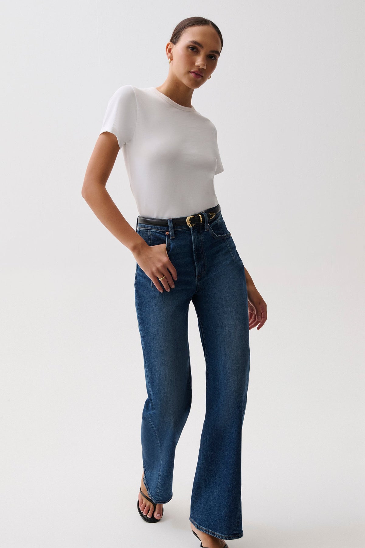 Kyra High Rise Bowed Wide Leg - Inkwell