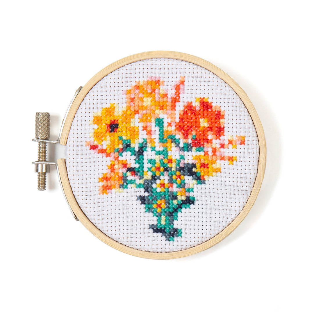 Mini Cross Stitch Embroidery Kit | Flowers