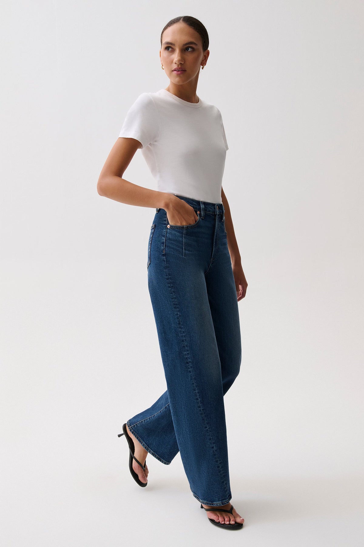 Kyra High Rise Bowed Wide Leg - Inkwell