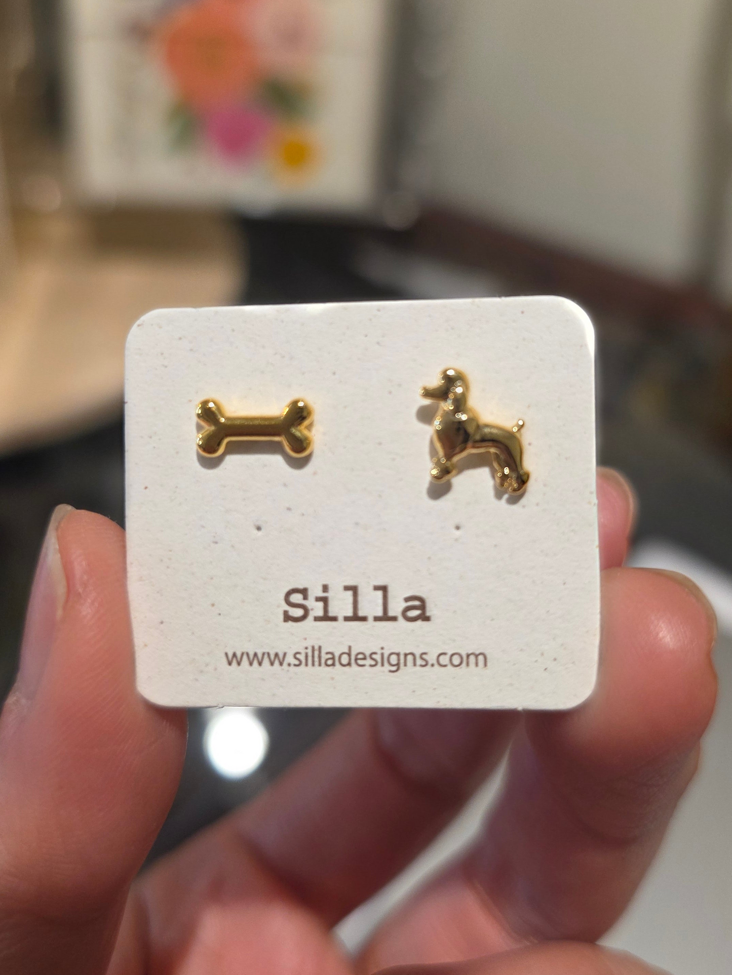 Dog and Bone Stud Earring