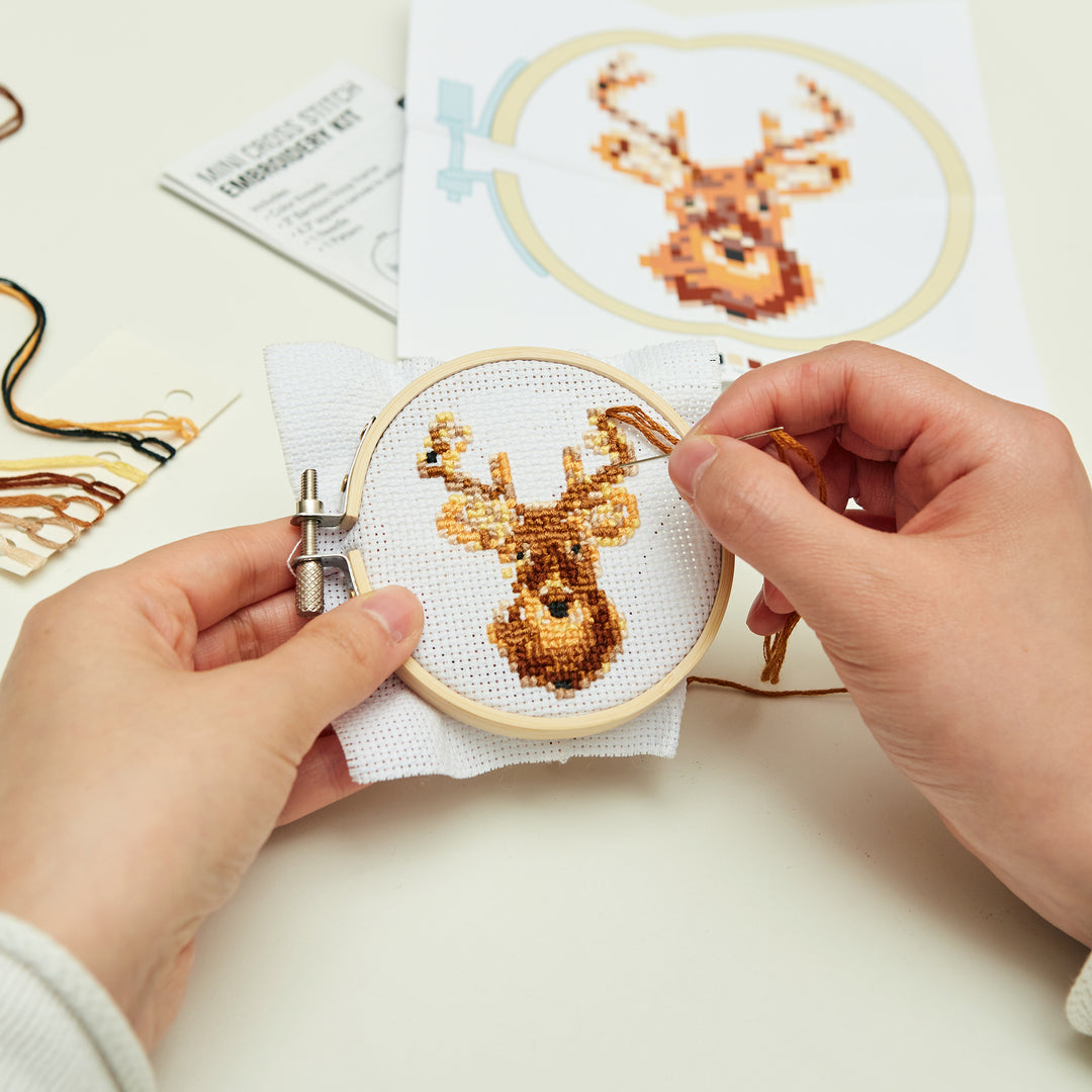 Mini Cross Stitch Embroidery Kit | Deer