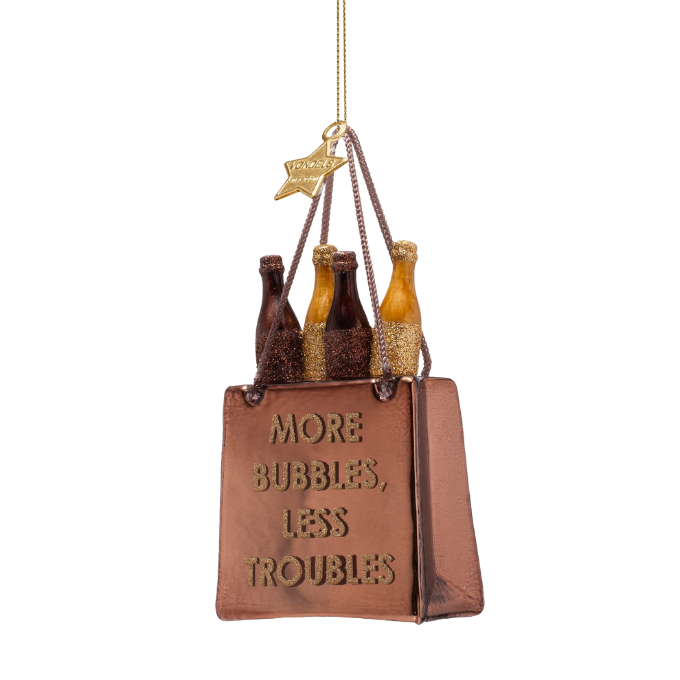 Ornament Glass Shopping Bag with Bottles