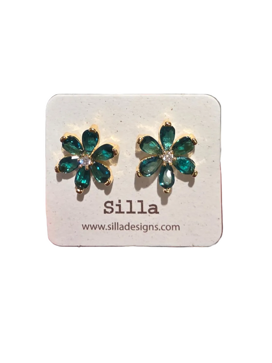 Green Flower Stud Earring