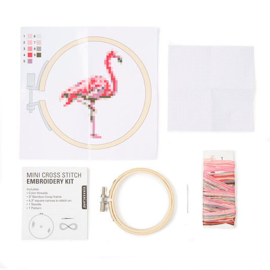 Mini Cross Stitch Embroidery Kit | Flamingo