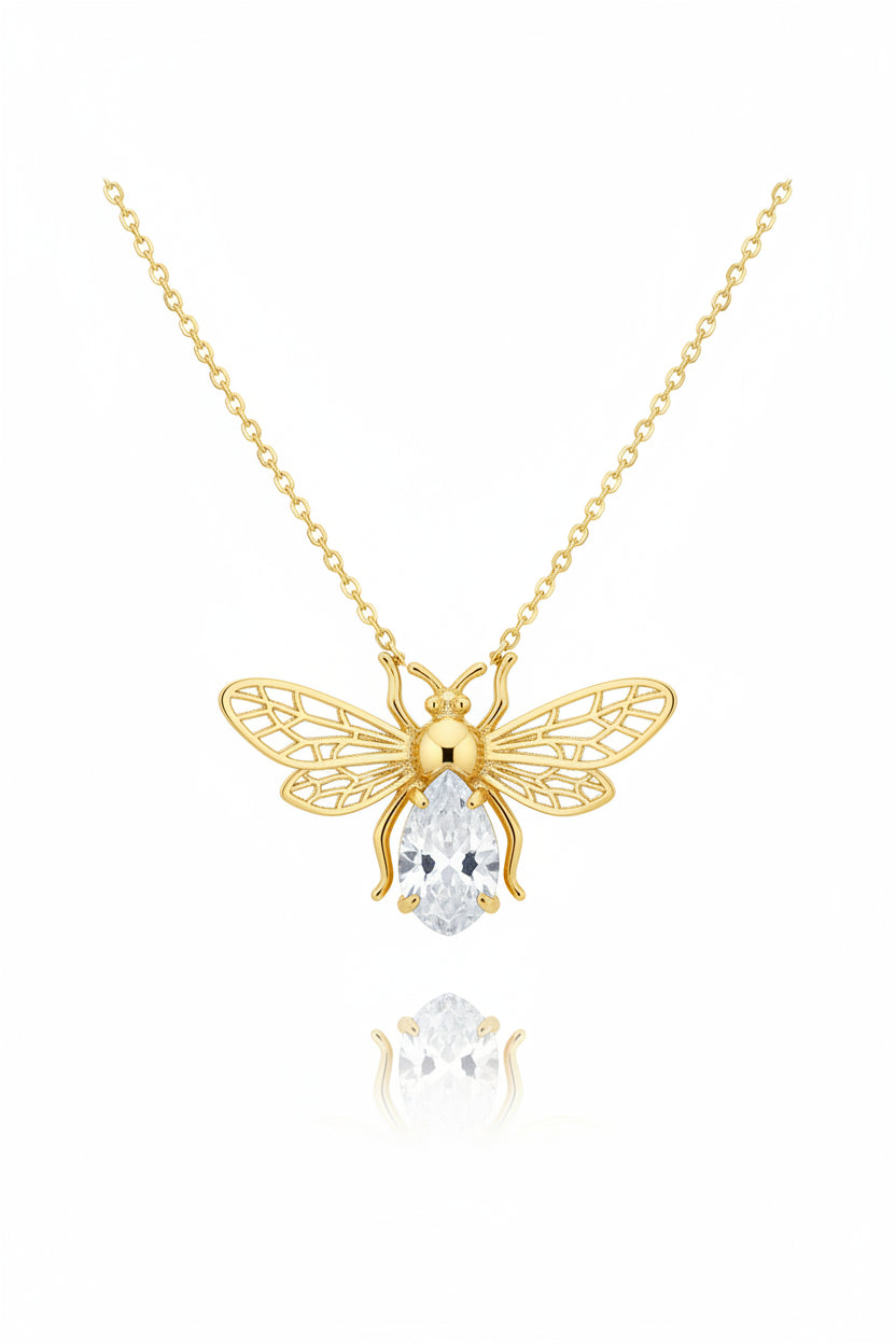 hn487 Diamond Bee Necklace