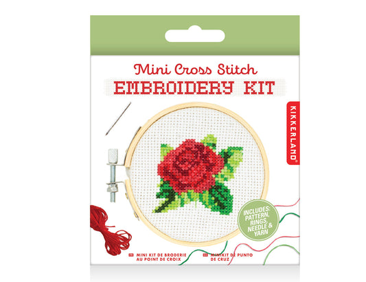 Mini Cross Stitch Embroidery Kit | Rose