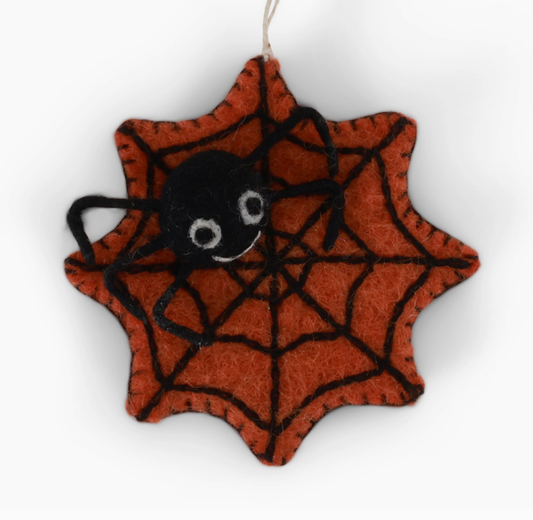 Spider Web with Spider - Orange