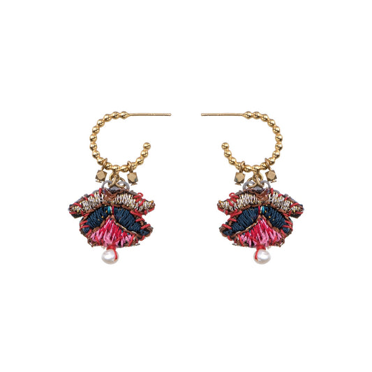 Small Hoop Earrings Embroidered Garden Set, Zara